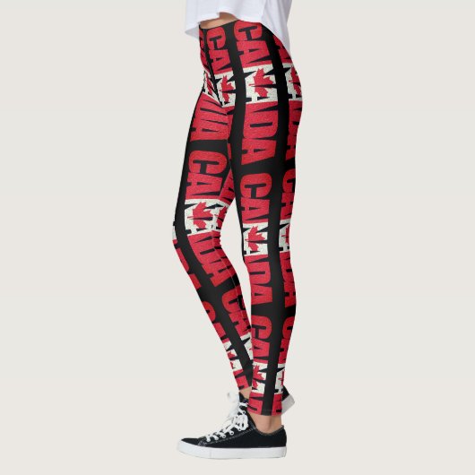Leggings Le Canada rouge et blanc et la feuille d'érable (Gauche)