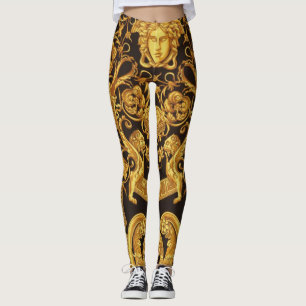 Leggings le gorgon de la Medusa d'or avec les Arabesques