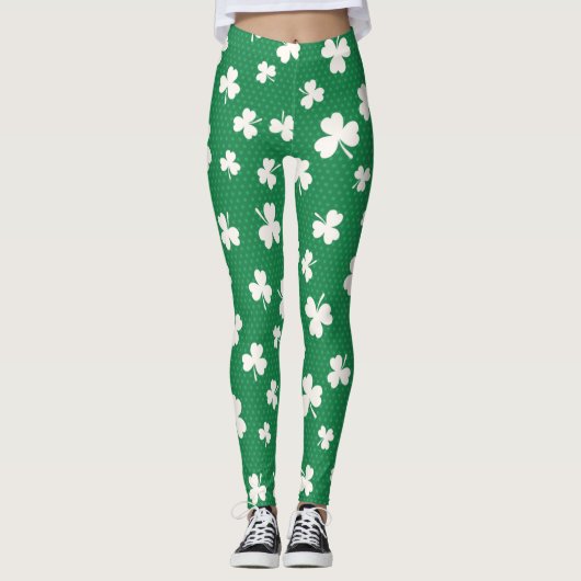 Leggings Le jour de St Patrick de motif de shamrock (Devant)