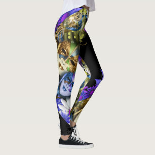 Leggings Le mardi gras masque le motif floral