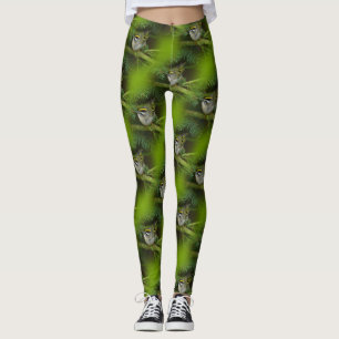 Leggings Le mignon oiseau chanteur Kinglet provoque un remu