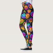 Leggings Le Motif Citrouille d'Halloween brillant et multic (Gauche)