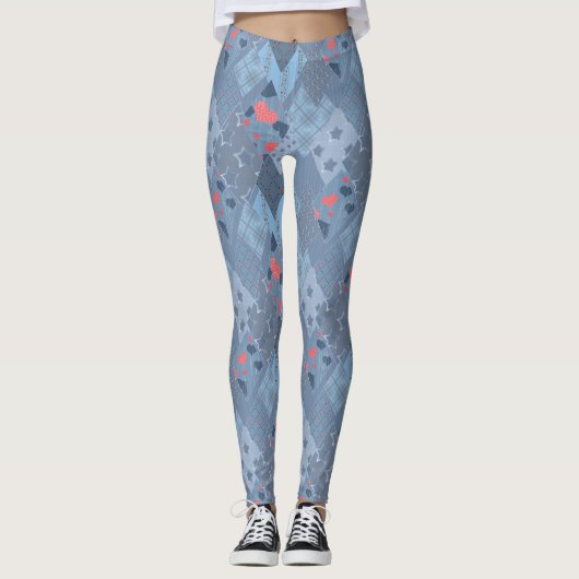 Leggings Le patchwork bleu vif (Devant)