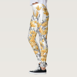 Leggings Le pavot jaune vintage fleurit des guêtres