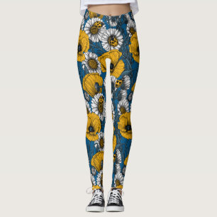 Leggings Le pré en jaune et bleu