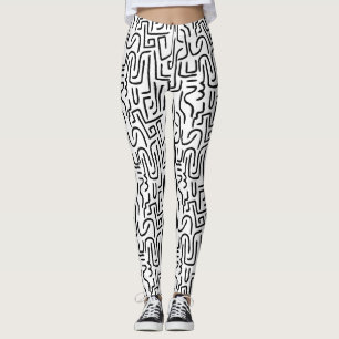 Leggings Le résumé raye 130318 (a) - noir sur le blanc