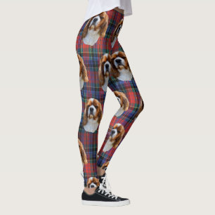 Leggings Le Roi Charles Cavalier Spaniel Sur Tartan,