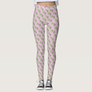 Leggings le rose avec des rangées diagonales dentellent de