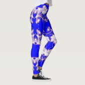 Leggings Le rose sur la fractale bleue fleurit des guêtres (Droite)