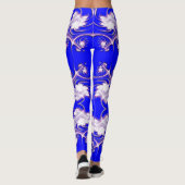 Leggings Le rose sur la fractale bleue fleurit des guêtres (Dos)