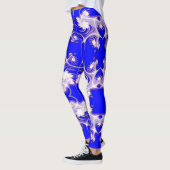 Leggings Le rose sur la fractale bleue fleurit des guêtres (Gauche)