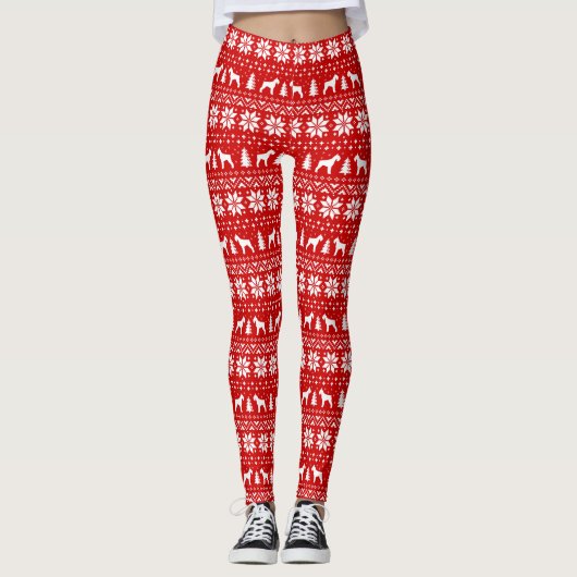 Leggings Le Schnauzer géant silhouette le motif de Noël (Devant)