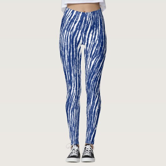 Leggings Le Shibori japonais Indigo tripe l'encre d'art (Devant)