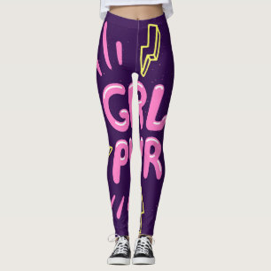 Leggings Le slogan féministe "Girl power", arrière - plan v