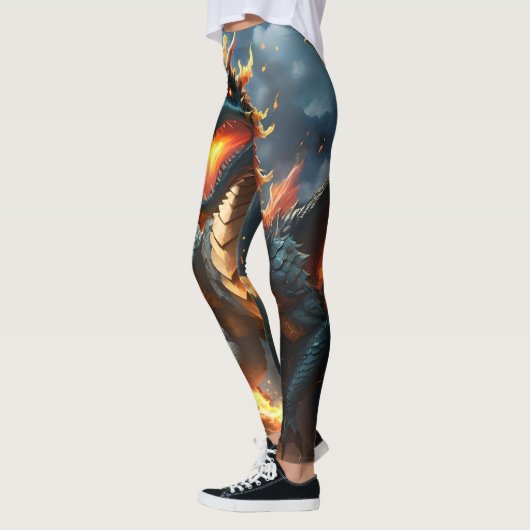 Leggings "Le souffle d'Inferno : la flamme du dragon" (Gauche)
