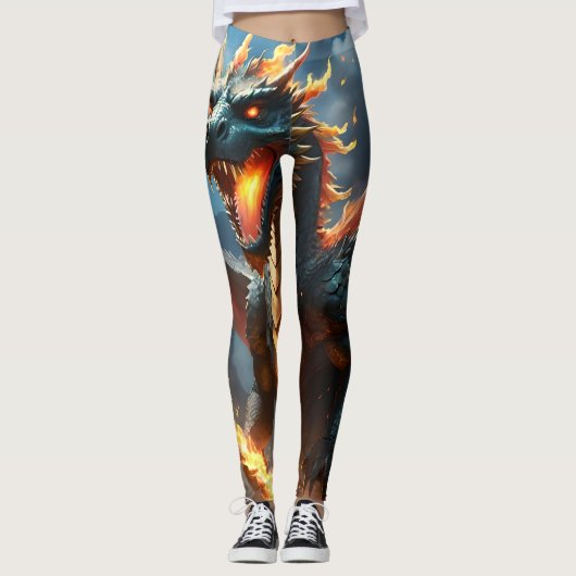 Leggings "Le souffle d'Inferno : la flamme du dragon" (Devant)