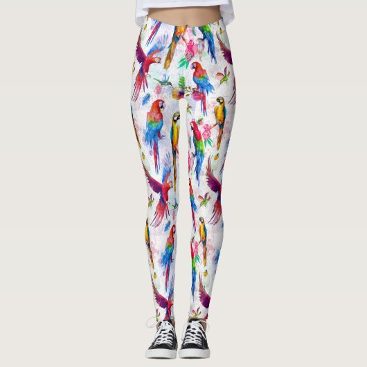 Leggings Le style d'aquarelle Parrots 2 (Devant)