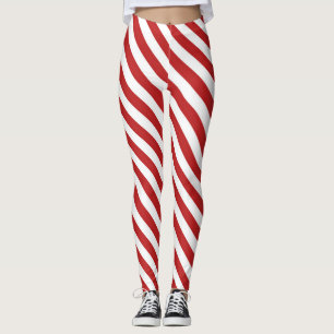 Leggings Le sucre de canne diagonal blanc rouge barre des
