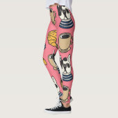 Leggings Le taurin français, le café, le thème croissant. (Gauche)