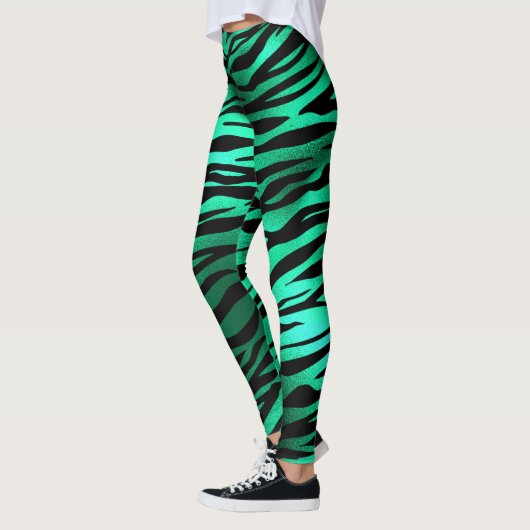 Leggings Le Tigre noir vert d'émeraude frappe les animaux s (Gauche)
