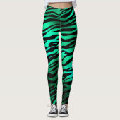 Leggings Le Tigre noir vert d'émeraude frappe les animaux s (Devant)
