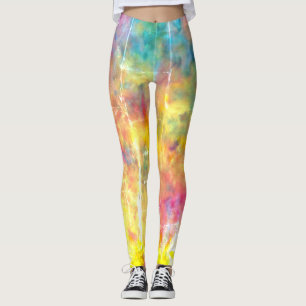 Leggings [le tissu du peintre] l'arc-en-ciel affligé
