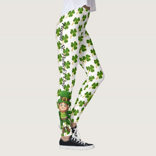Leggings Le trèfle vert de la Saint Patrick sur le blanc br (Droite)