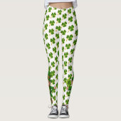 Leggings Le trèfle vert de la Saint Patrick sur le blanc br (Devant)