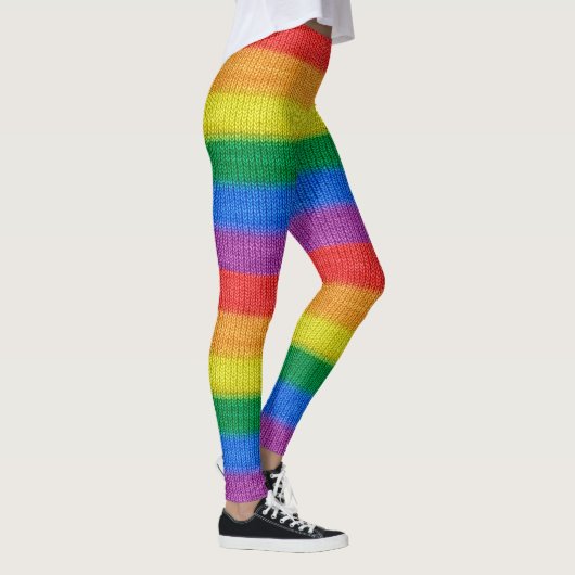 Leggings Le tricot de drapeau d'arc-en-ciel barre le motif (Droite)