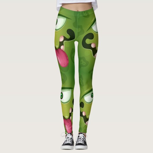 Leggings Le visage fou du monstre vert (Devant)