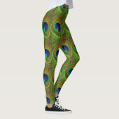 Leggings Le yoga halète le vert bleu de plumes de paon de (Droite)