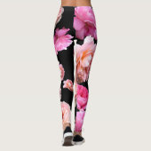 Leggings Le yoga noir d'Athleisure de roses roses halète (Dos)
