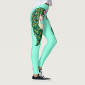 Leggings Le yoga turquoise d'Athleisure de fille de paon (Droite)