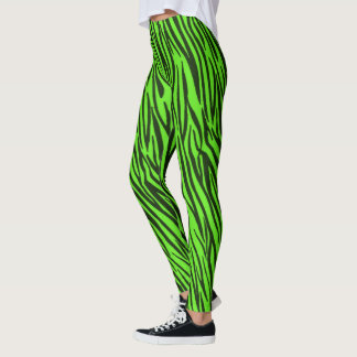 Leggings Le zèbre vert barre le motif de poster de animal