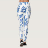 Leggings Légende florale stylée : Fleur bleue et Feuille Im (Dos)