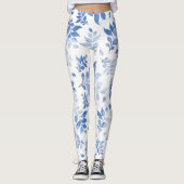 Leggings Légende florale stylée : Fleur bleue et Feuille Im (Devant)