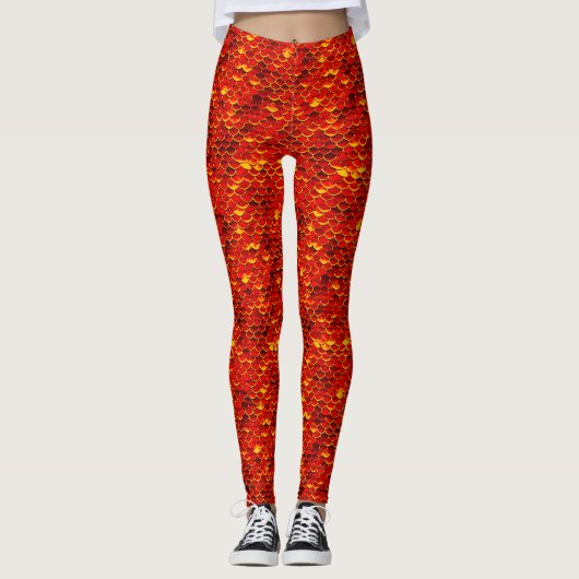 Leggings Légendes à l'échelle de sirène rouge Ariel inspiré (Devant)