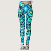 Leggings Légendes à motifs bleu vert (Devant)