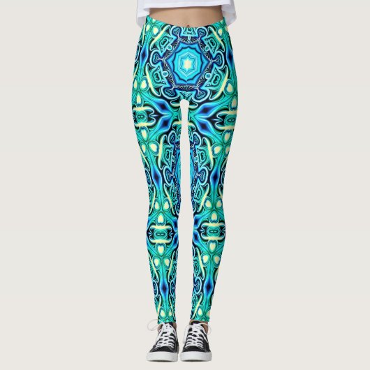 Leggings Légendes à motifs bleu vert (Devant)