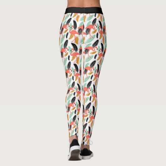 Leggings Légendes à motifs flamants tropicaux branchés (Dos)
