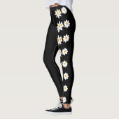 Leggings Légendes abstraites à fleurs noires uniques (Gauche)