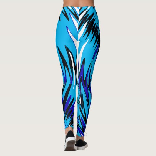 Leggings Légendes Abstraites avec des perruques en bleu noi (Dos)