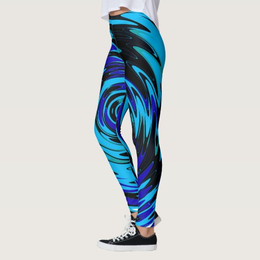 Leggings Légendes Abstraites avec des perruques en bleu noi (Gauche)