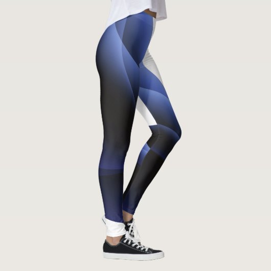 Leggings Légendes Abstraites bleues et blanches (Droite)