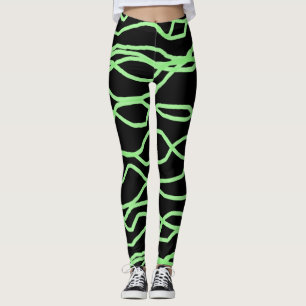 Leggings Légendes Abstraites cramponnées de noir et de chau