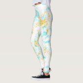 Leggings Légendes Abstraites de Breeze d'or - Aqua & Mustar (Gauche)