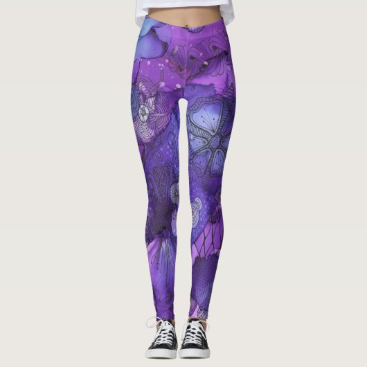Leggings Légendes Abstraites de lumière violette (Devant)