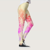 Leggings Légendes Abstraites florales violettes et roses (Droite)