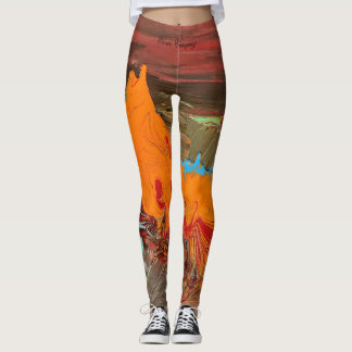 Leggings Légendes Abstraites "Orange Burst"