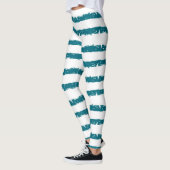 Leggings Légendes Abstraites turquoises et blanches (Gauche)